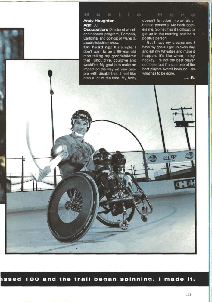 Andy being featured in an article in the magazine "Men's Fitness" in 1997
